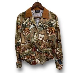 Vintage Bentley Arbuckle Women's All Over‎ Print Button Up Shirt SAMPLE 22x25